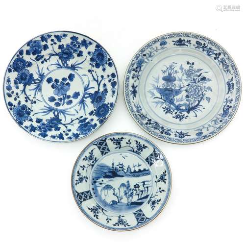 Three Blue and White Plates