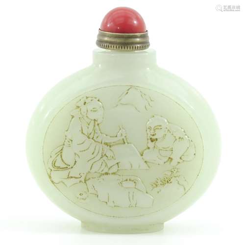 A Carved Jade Snuff Bottle