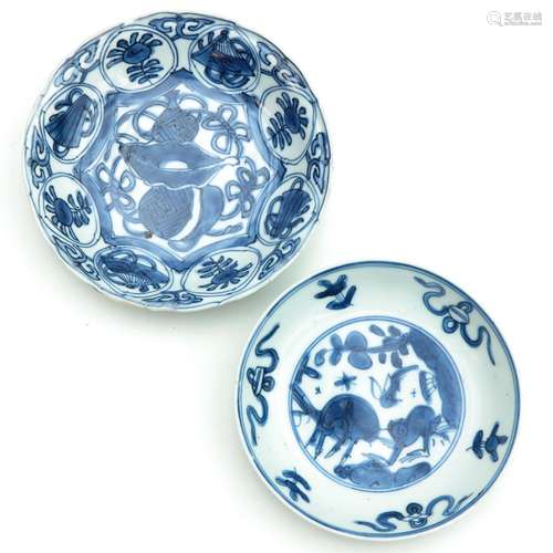 Two Blue and White Plates