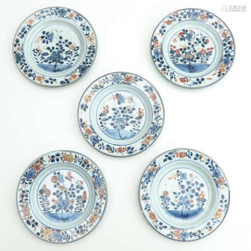 A Series of Five Imari Plates