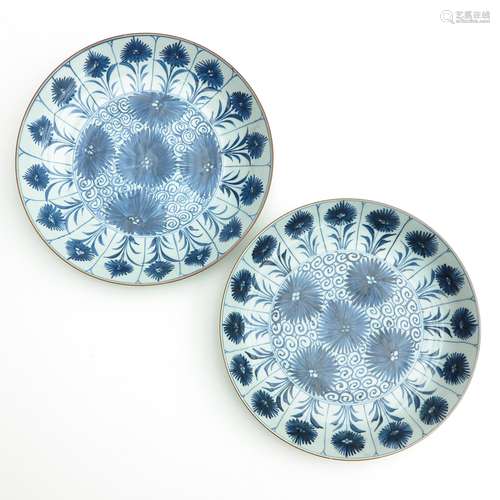 A Pair of Blue and White Plates