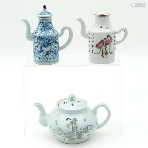 A Collection of Three Teapots