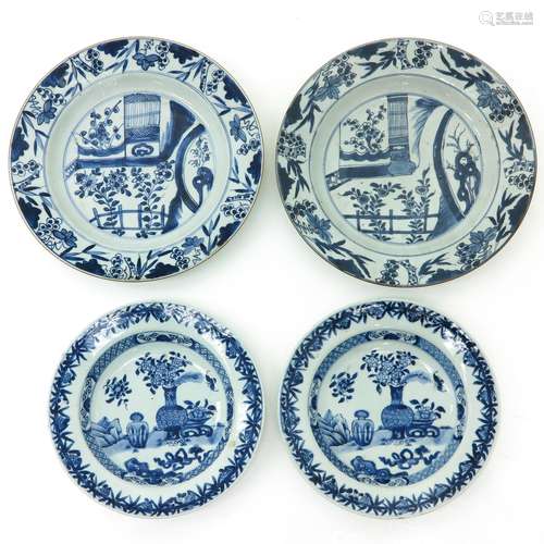 Two Pair of Blue and White Plates