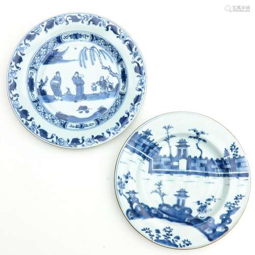 Two Blue and White Plates