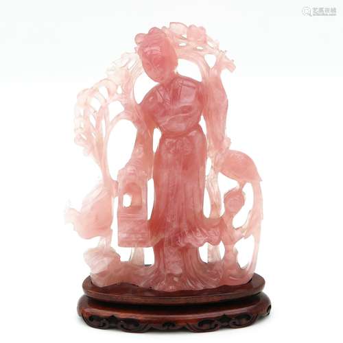 A Carved Pink Quartz Sculpture