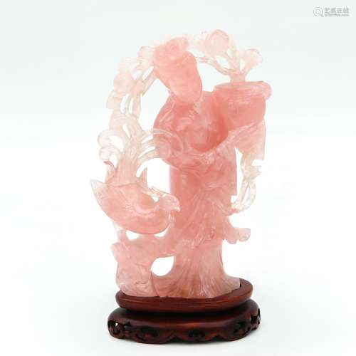 A Carved Pink Quartz Sculpture