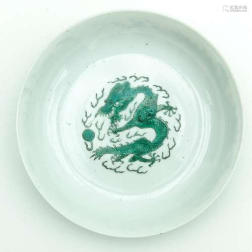 A Green and White Dragon Plate