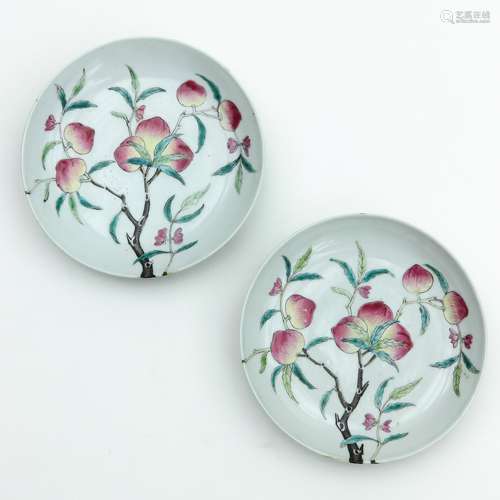 A Pair of Peach Decor Small Plates