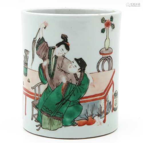 A Famille Verte Brush Pot