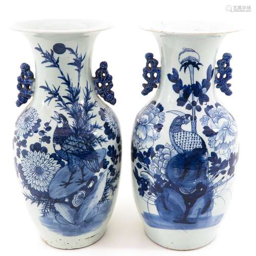 A Pair of Blue and White Vases