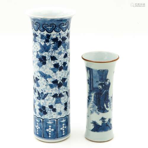 Two Blue and White Vases