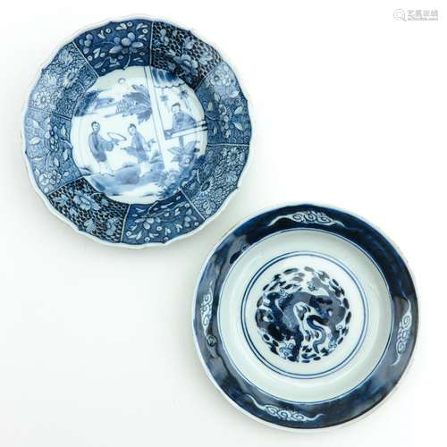 Two Blue and White Plates