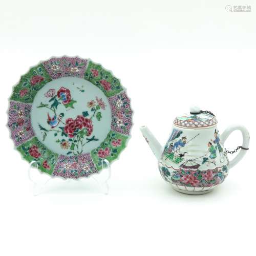 A Famille Rose Teapot and Tray