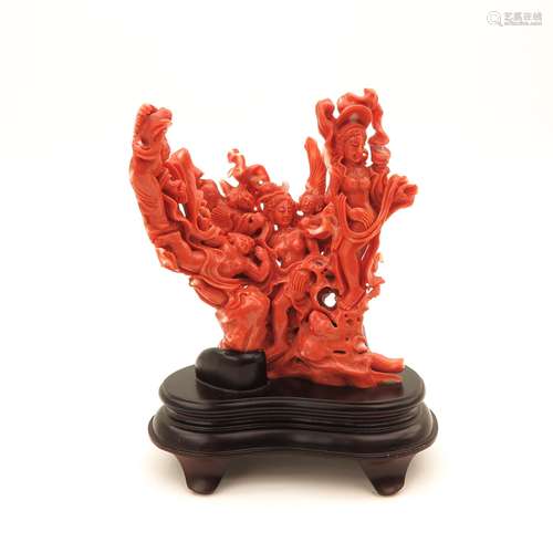 A Carved Red Coral Sculpture