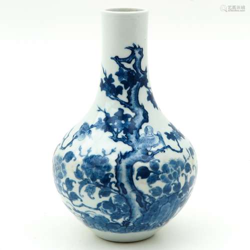 A Small BLue and White Bottle Vase