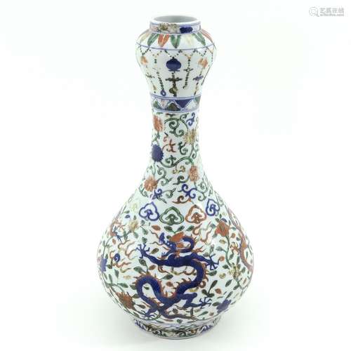 A Polychrome Decor Garlic Mouth Vase