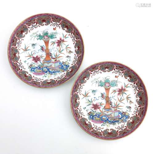 A Pair of Famille Rose Plates