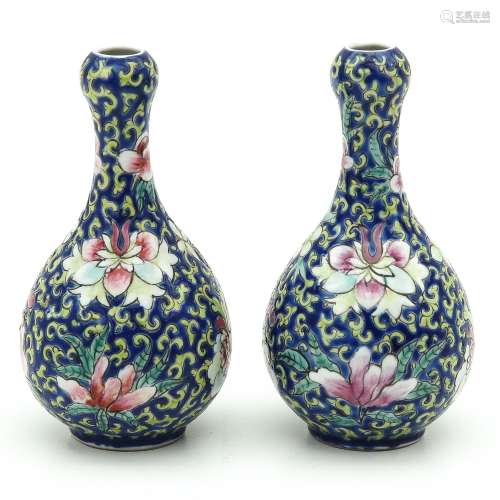 A Pair of Floral Decor Vases