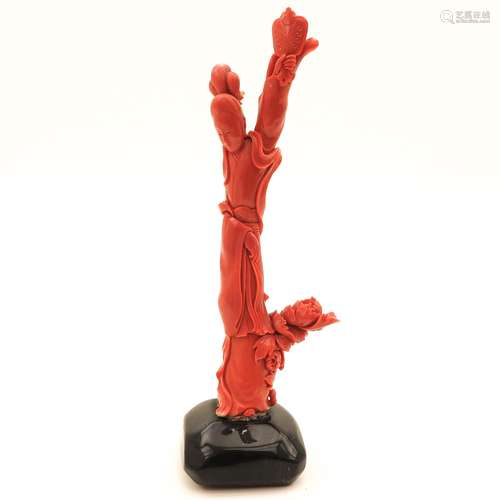 A Carved Red Coral Sculpture