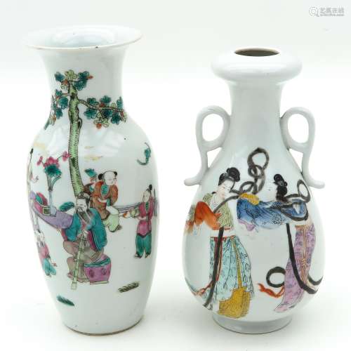 Two Polychrome Vases
