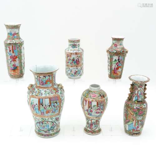 A Collection of Six Cantonese Vases