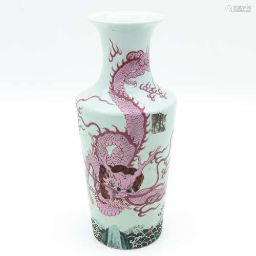 A Pink Dragon Decor Vase