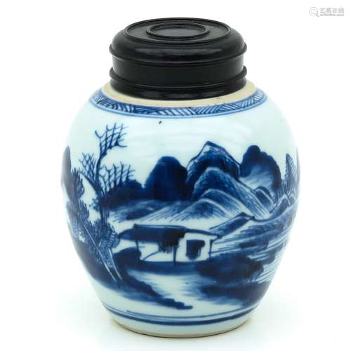 A Blue and White Ginger Jar