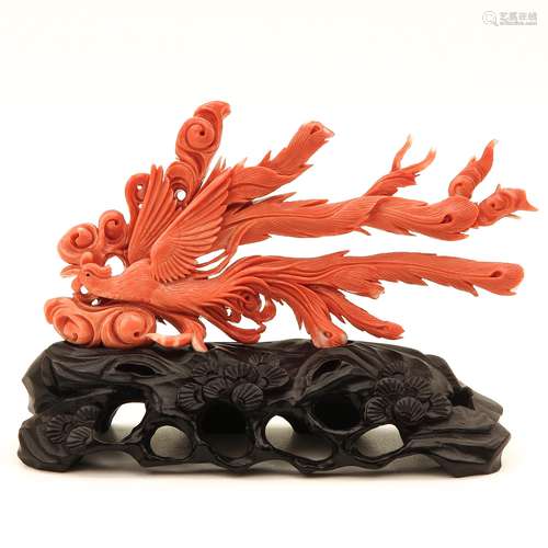 A Carved Red Coral Sculpture