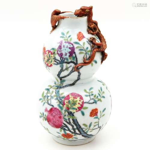 A Famille Rose Double Gourd Vase