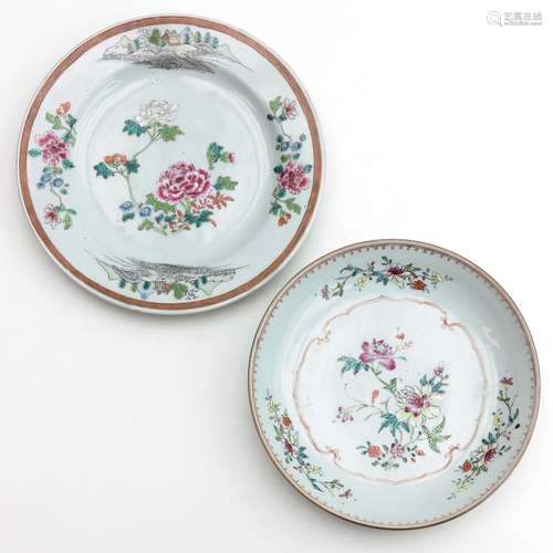 Two Famille Rose Plates