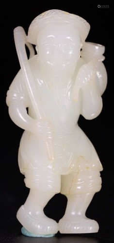 A HETIAN JADE CARVED FIGURE SHAPE PENDANT