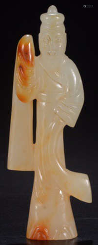 A HETIAN JADE CARVED FIGURE SHAPE PENDANT