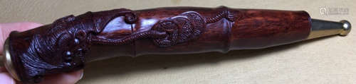 A HAINAN HUANGHUALI WOOD CARVED TABACCO PIPE