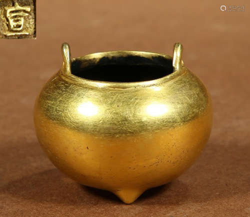 A GILT BRONZE CASTED CENSER