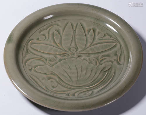 A YAO ZHOU YAO GLAZE FLOWER PATTERN PLATE