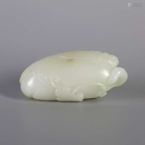 Hetian jade seed white jade gourd handle