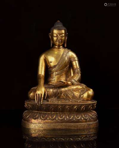 Copper gilded Sakyamuni