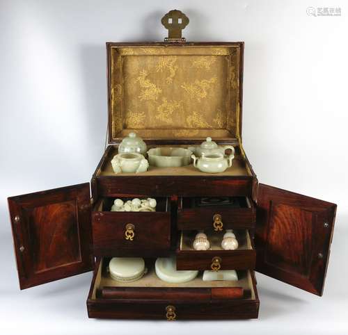 Hetian jade seed material white jade treasure chest