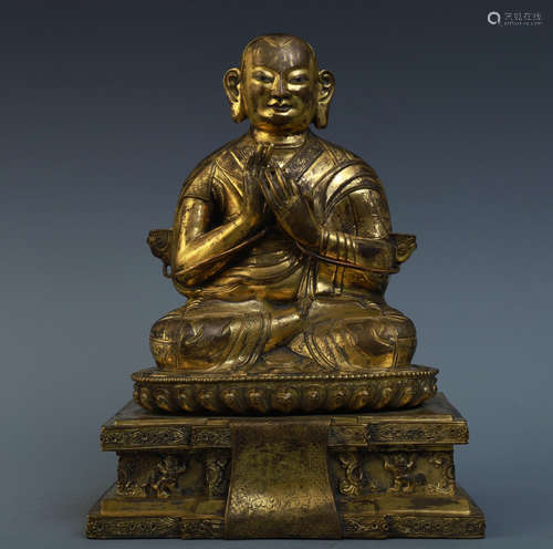 Bronze gilded statue of Guru