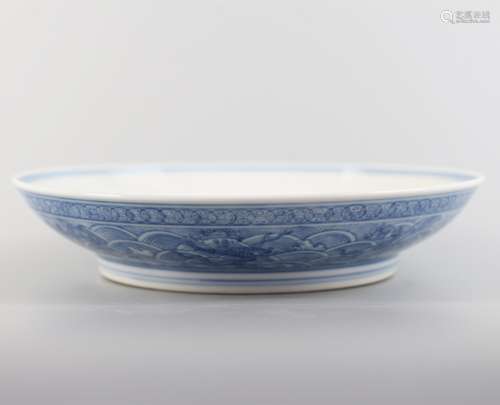 Blue and white dragon pattern plate