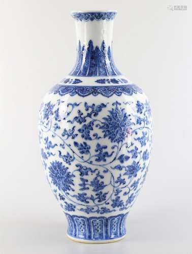 Blue and white flower vase