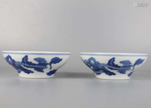 Jiangxi porcelain company Blue and white flower bird poetry bowl