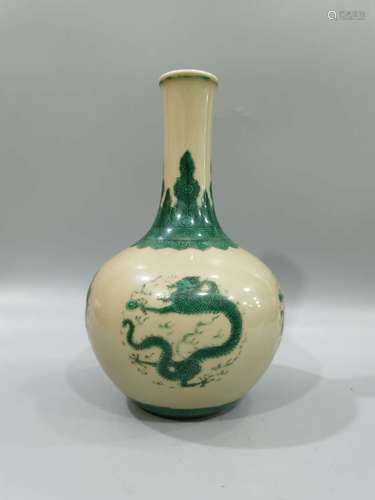 Beige glaze green dragon appreciation bottle