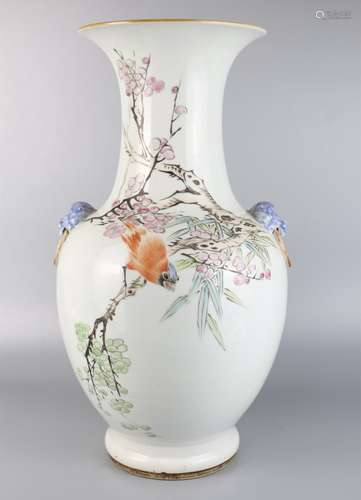 Shallow drop colorful flower and bird vase