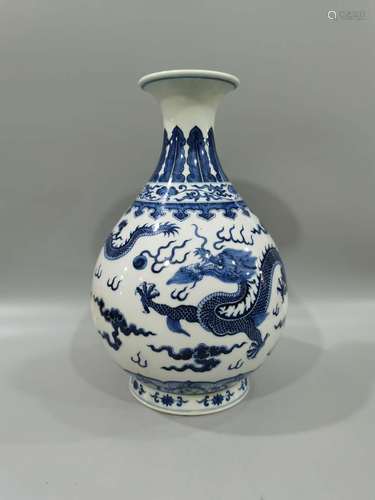 Blue and white dragon bottle