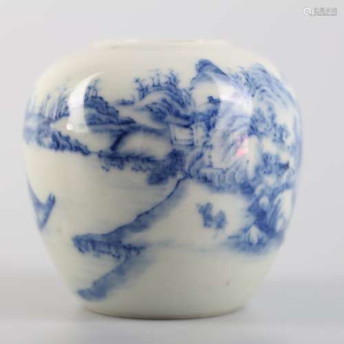 Blue and white water bowl