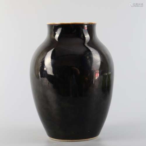 Black glazed lantern vase