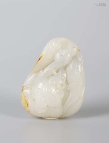 Hetian jade seed material white jade crane handle