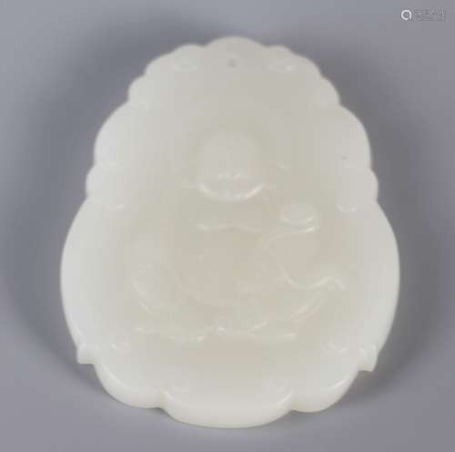 Hetian jade seed material white jade Maitreya Buddha brand