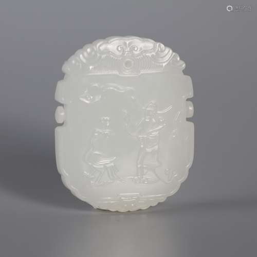 Hetian jade seed material white jade character poetry jade plate